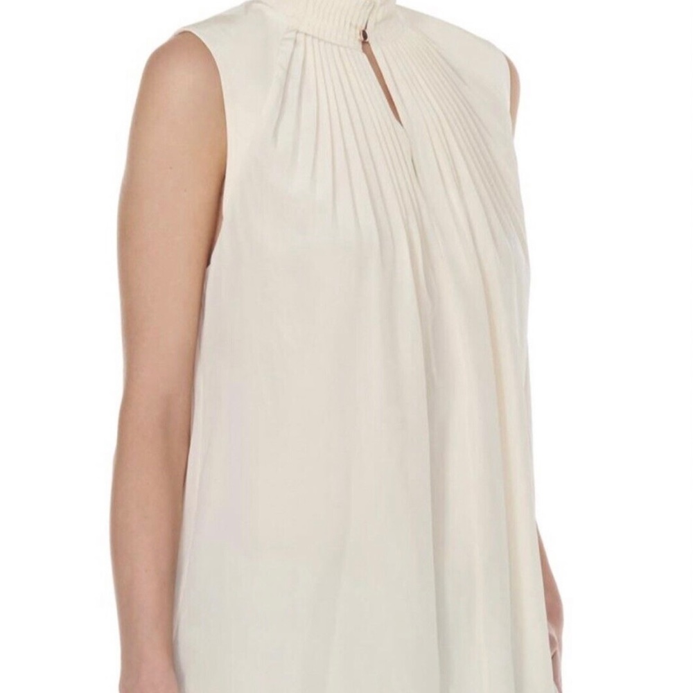 Tibi butter Arielle silk sleeveless high neck top